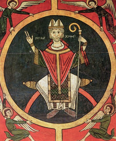 St. Peter, side panel from the altar of the Church of San Pere, Oros by Spanish School